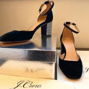 J.Crew Maisie studded heels in black velvet size 9